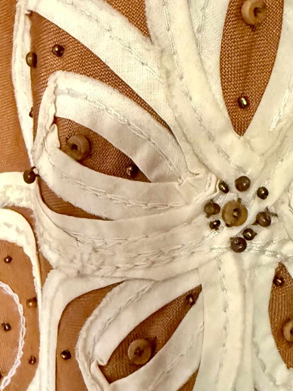 Vintage Appraisal Plus Size 14 Beaded Floral Midi Skirt Ramie Rayon Rust Boho - Picture 7 of 10